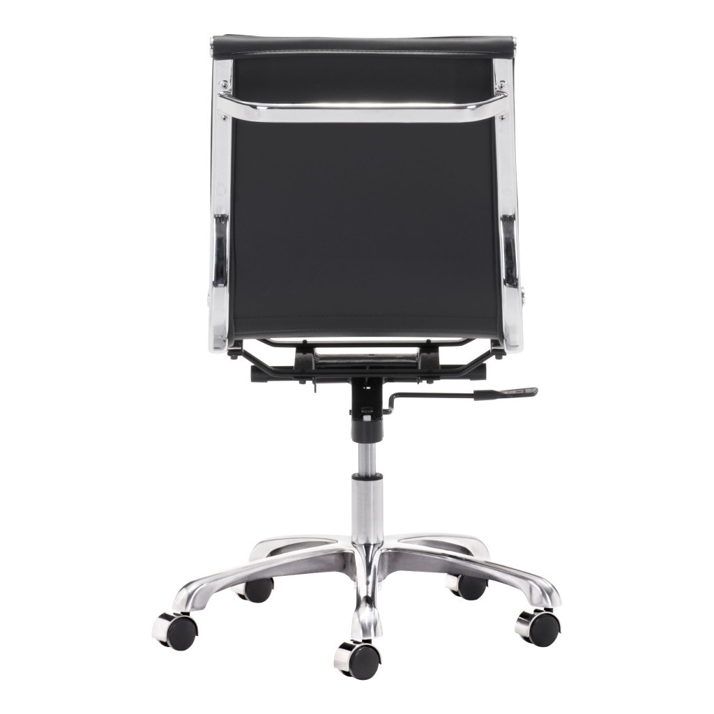39.4-Inch Black and Silver Adjustable Swivel Faux Leather Office Chair 5 39.4-Inch Black and Silver Adjustable Swivel Faux Leather Office Chair - Image 5