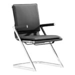 35-Inch Black Faux Leather Adjustable Office Chair with Steel Frame (Set of 2)