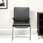 35-Inch Black Faux Leather Adjustable Office Chair with Steel Frame (Set of 2)