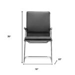 35-Inch Black Faux Leather Adjustable Office Chair with Steel Frame (Set of 2)