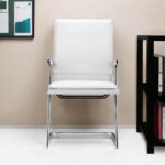 35-Inch White and Silver Faux Leather Office Chairs (Set of 2)