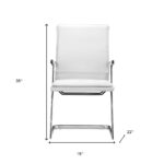 35-Inch White and Silver Faux Leather Office Chairs (Set of 2)