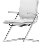 35-Inch White and Silver Faux Leather Office Chairs (Set of 2)