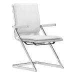 35-Inch White and Silver Faux Leather Office Chairs (Set of 2)