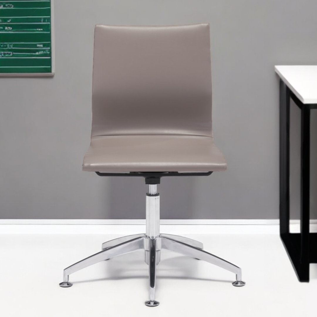 26-Inch Taupe and Silver Swivel Faux Leather Office Chair 2 26-Inch Taupe and Silver Swivel Faux Leather Office Chair - Image 2