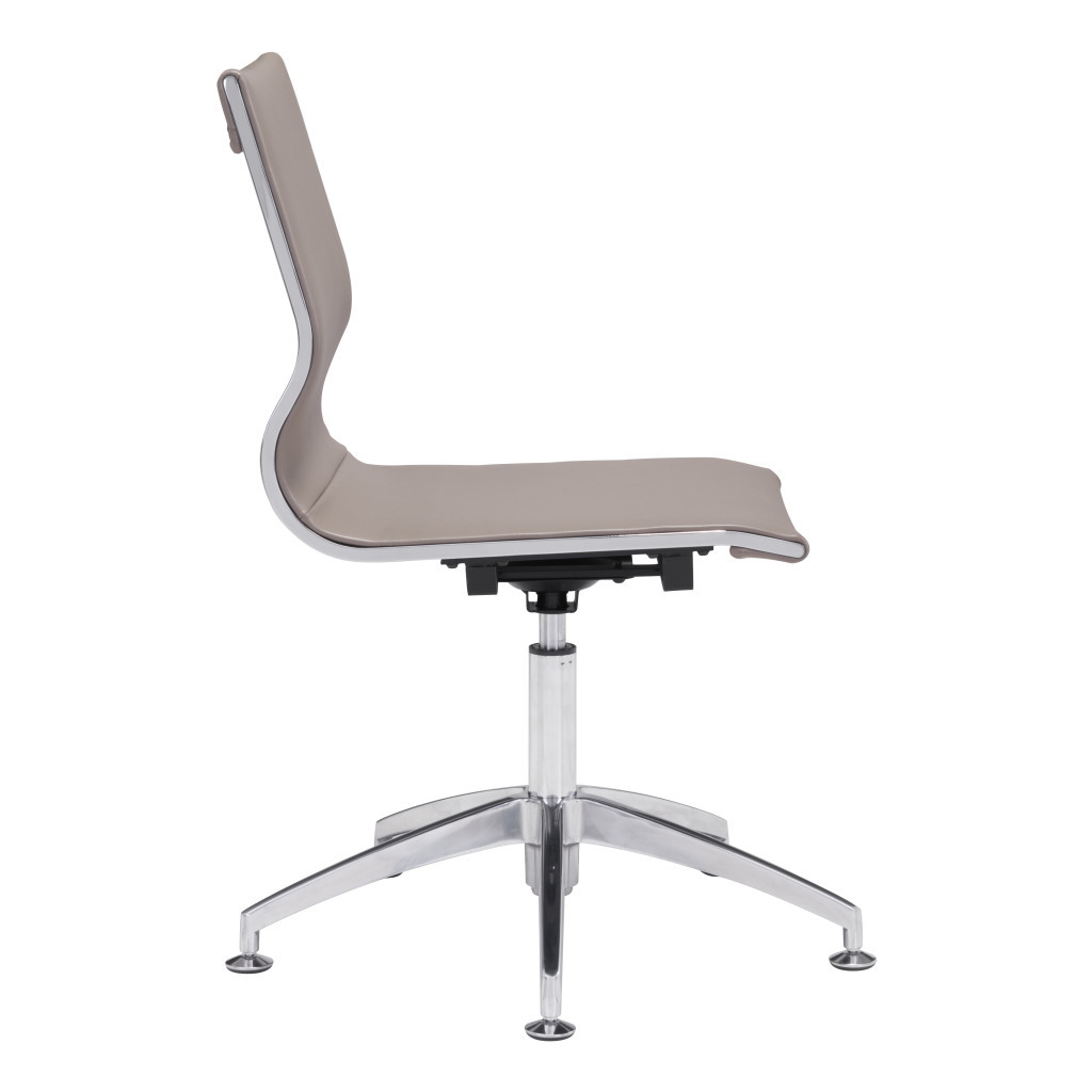 26-Inch Taupe and Silver Swivel Faux Leather Office Chair 5 26-Inch Taupe and Silver Swivel Faux Leather Office Chair - Image 5