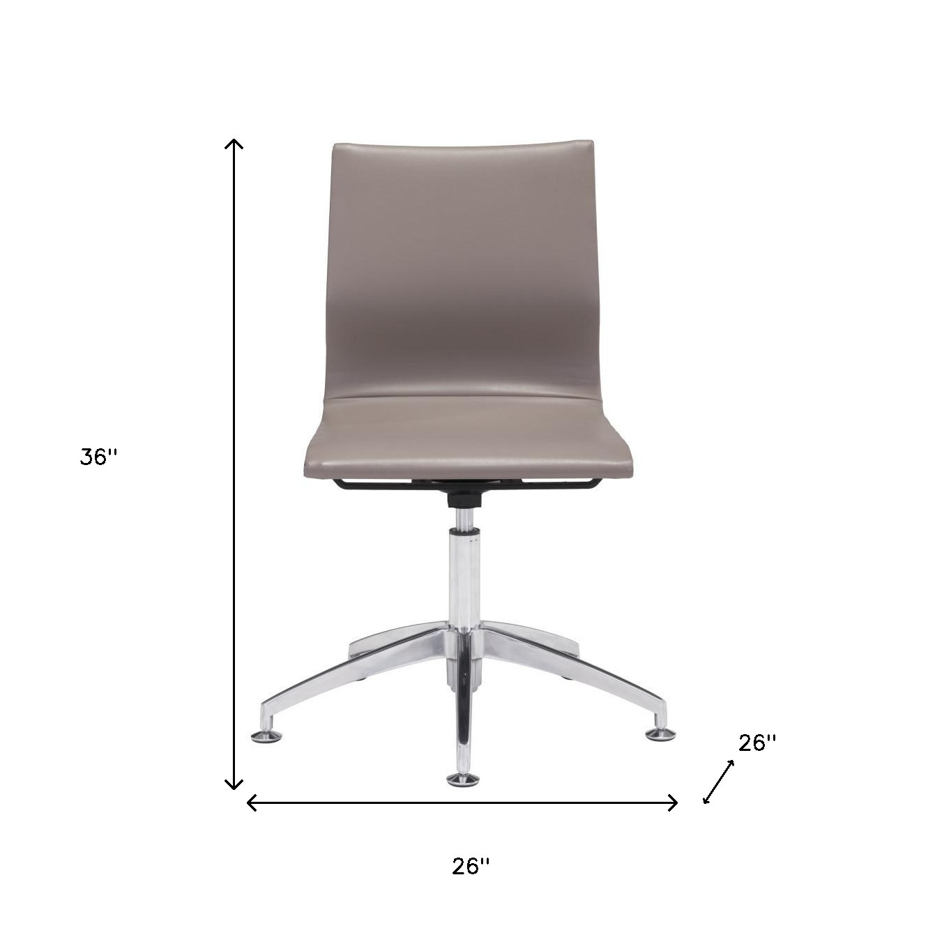 26-Inch Taupe and Silver Swivel Faux Leather Office Chair 7 26-Inch Taupe and Silver Swivel Faux Leather Office Chair - Image 7