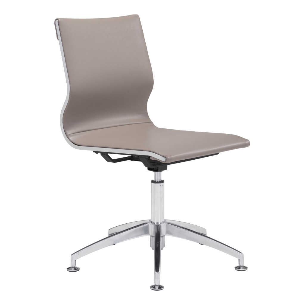 26-Inch Taupe and Silver Swivel Faux Leather Office Chair 3 26-Inch Taupe and Silver Swivel Faux Leather Office Chair - Image 3
