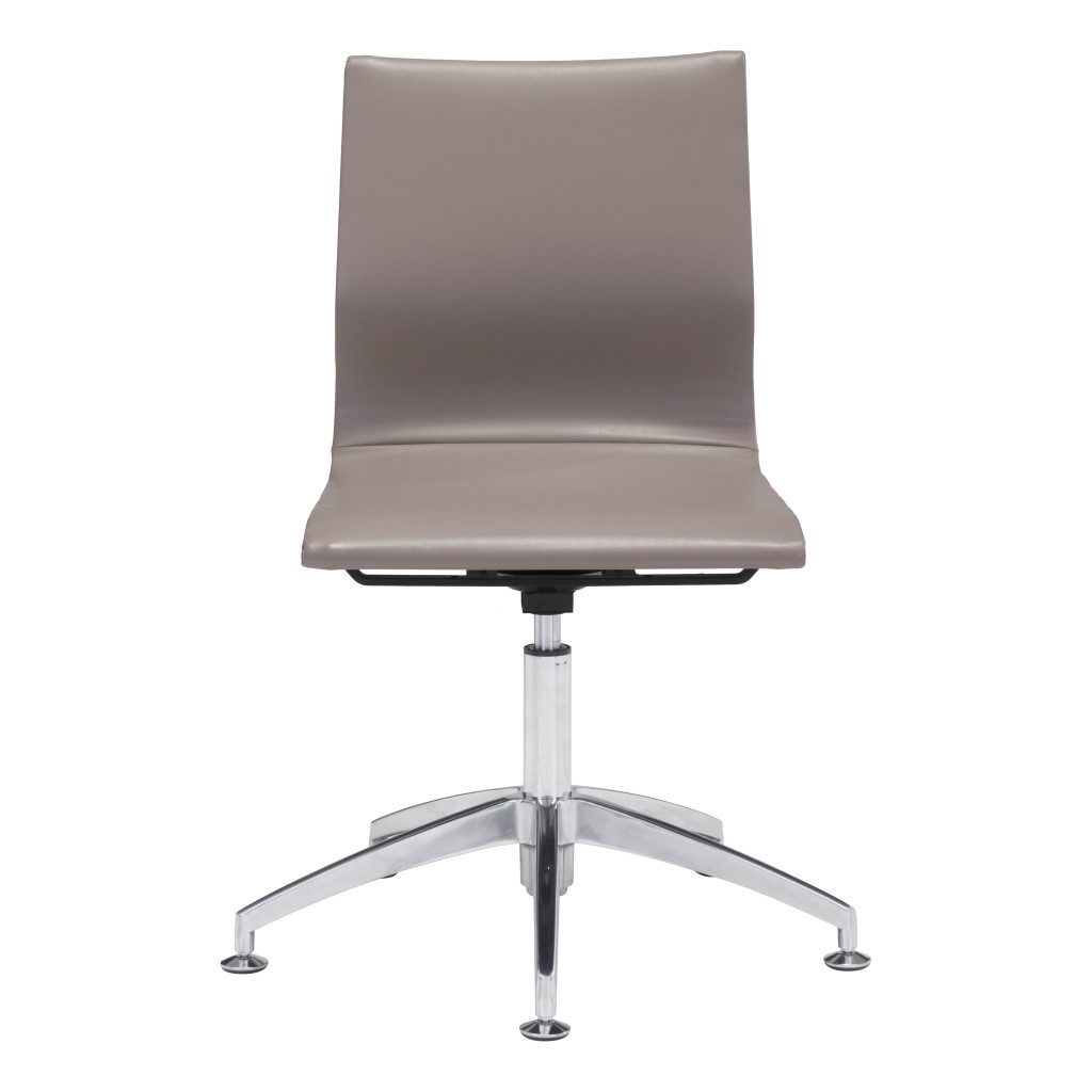 26-Inch Taupe and Silver Swivel Faux Leather Office Chair 1 26-Inch Taupe and Silver Swivel Faux Leather Office Chair