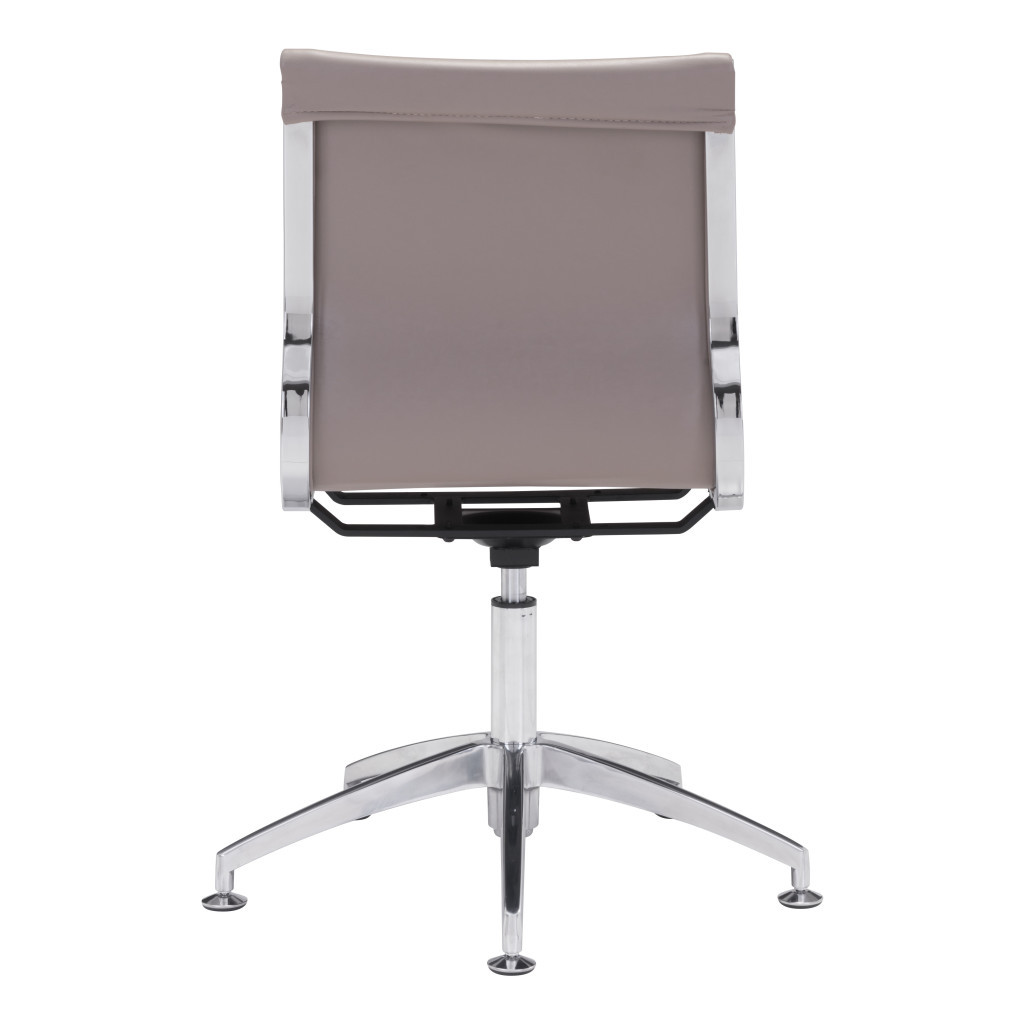 26-Inch Taupe and Silver Swivel Faux Leather Office Chair 4 26-Inch Taupe and Silver Swivel Faux Leather Office Chair - Image 4