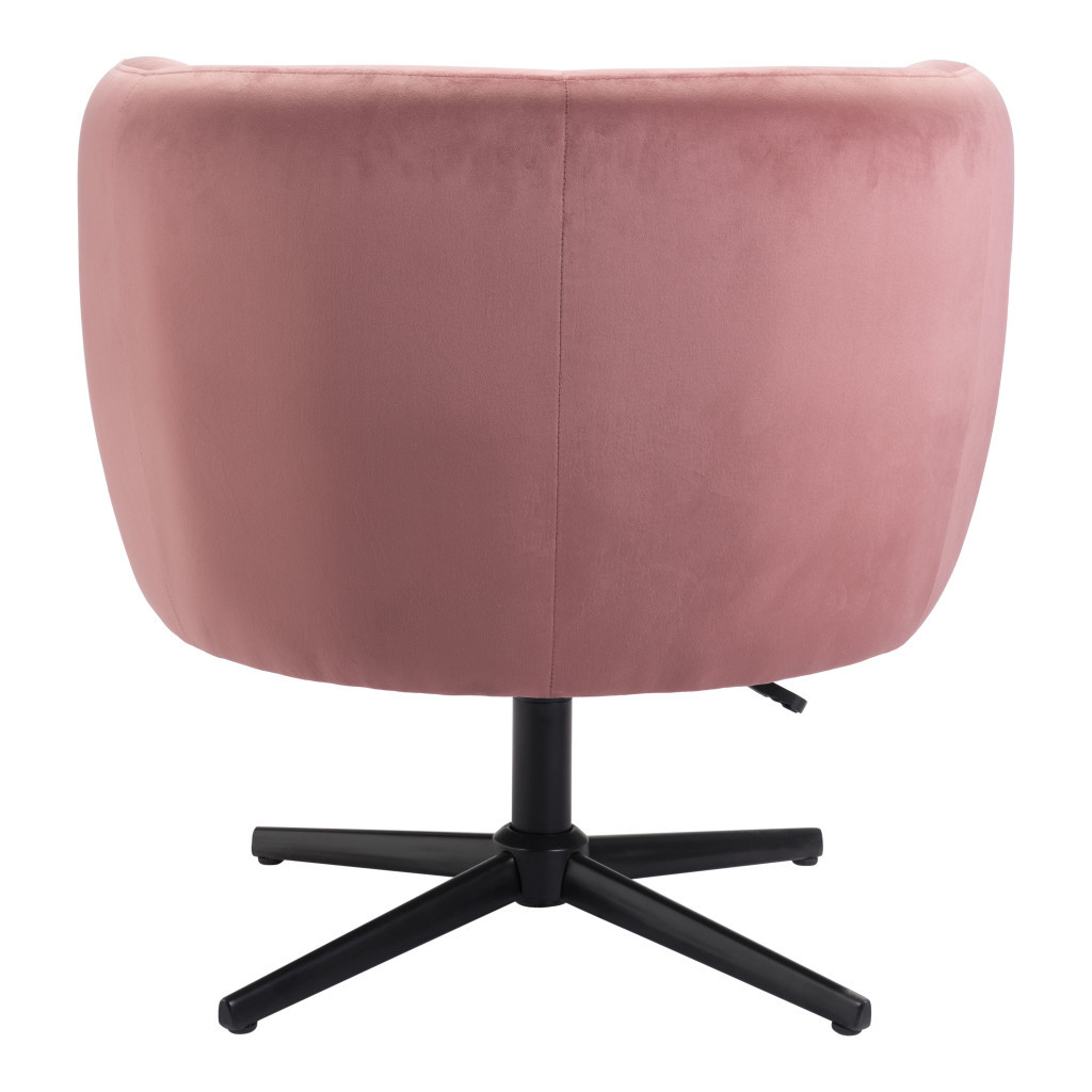 30 Inch Pink and Black Velvet Swivel Barrel Chair 5 30 Inch Pink and Black Velvet Swivel Barrel Chair - Image 5