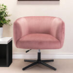 30 Inch Pink and Black Velvet Swivel Barrel Chair 10 30 Inch Pink and Black Velvet Swivel Barrel Chair