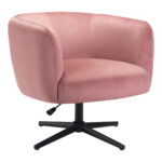 30 Inch Pink and Black Velvet Swivel Barrel Chair 11 30 Inch Pink and Black Velvet Swivel Barrel Chair