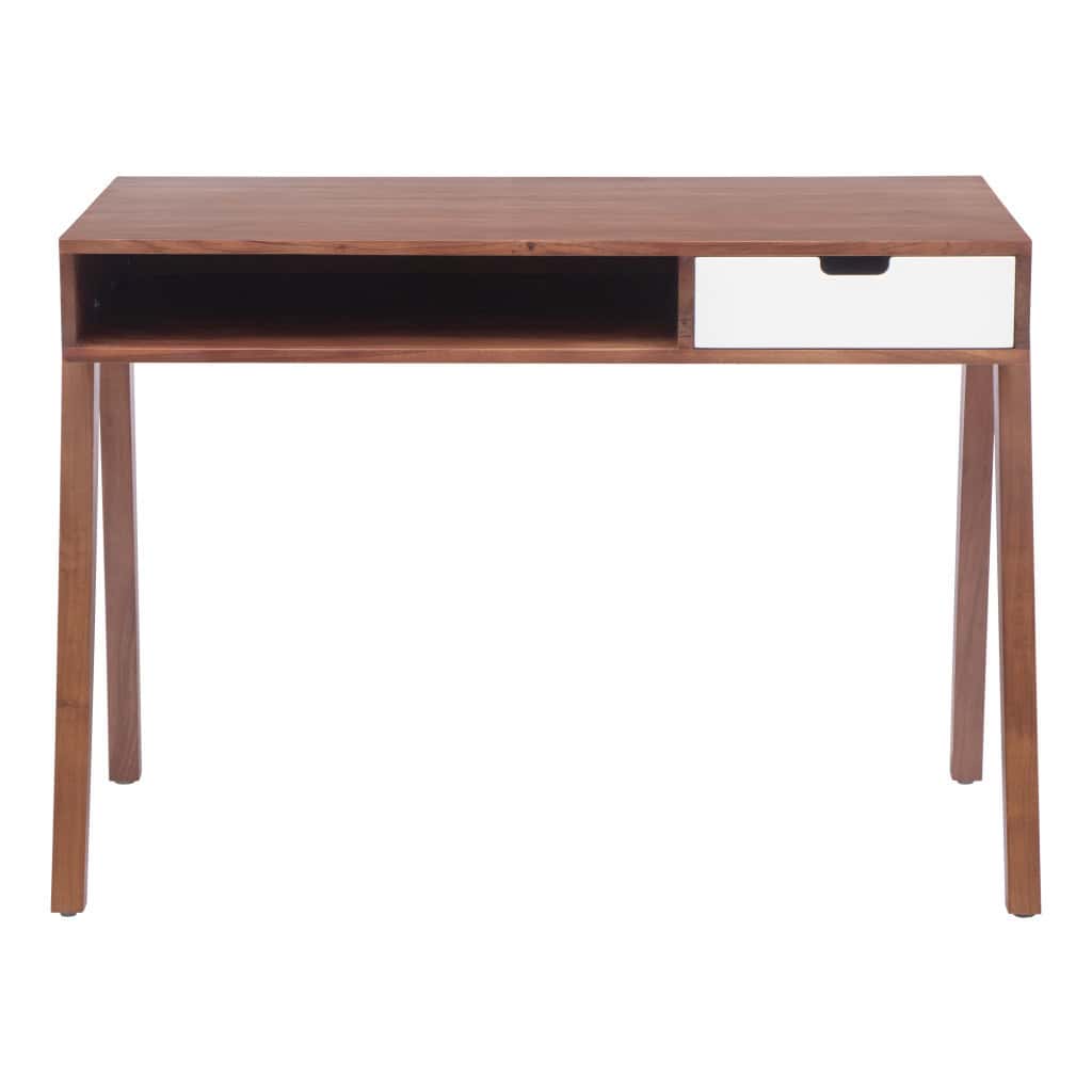 46 Inch Brown Solid Wood Writing Desk with Storage Drawer 4 46 Inch Brown Solid Wood Writing Desk with Storage Drawer - Image 4