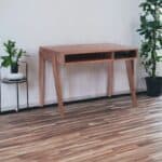 46 Inch Brown Solid Wood Writing Desk with Storage Drawer 9 46 Inch Brown Solid Wood Writing Desk with Storage Drawer