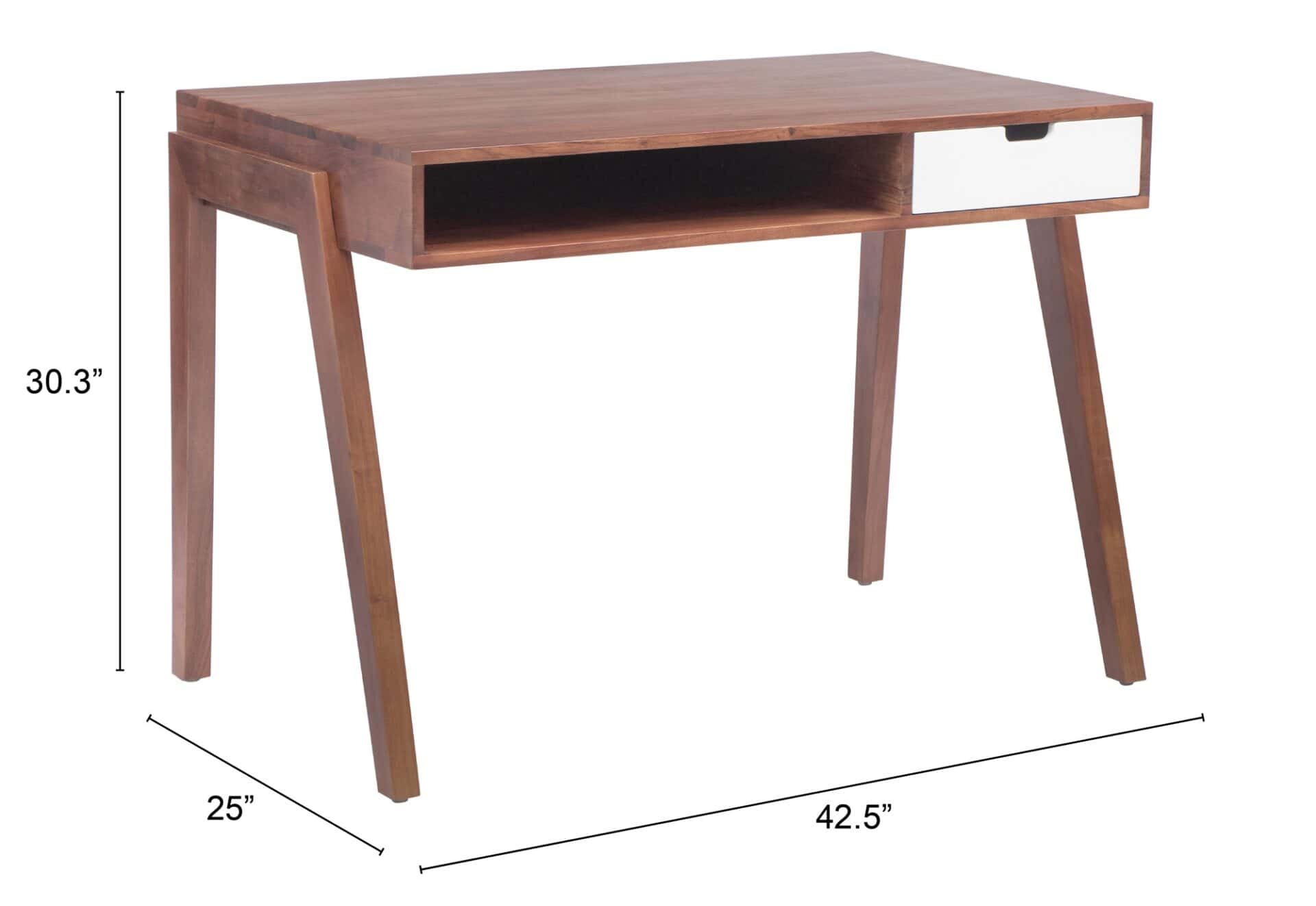 46 Inch Brown Solid Wood Writing Desk with Storage Drawer 2 46 Inch Brown Solid Wood Writing Desk with Storage Drawer - Image 2