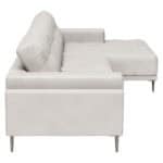 Modern Beige Leather Chaise Sectional with Steel Legs 8 Modern Beige Leather Chaise Sectional with Steel Legs