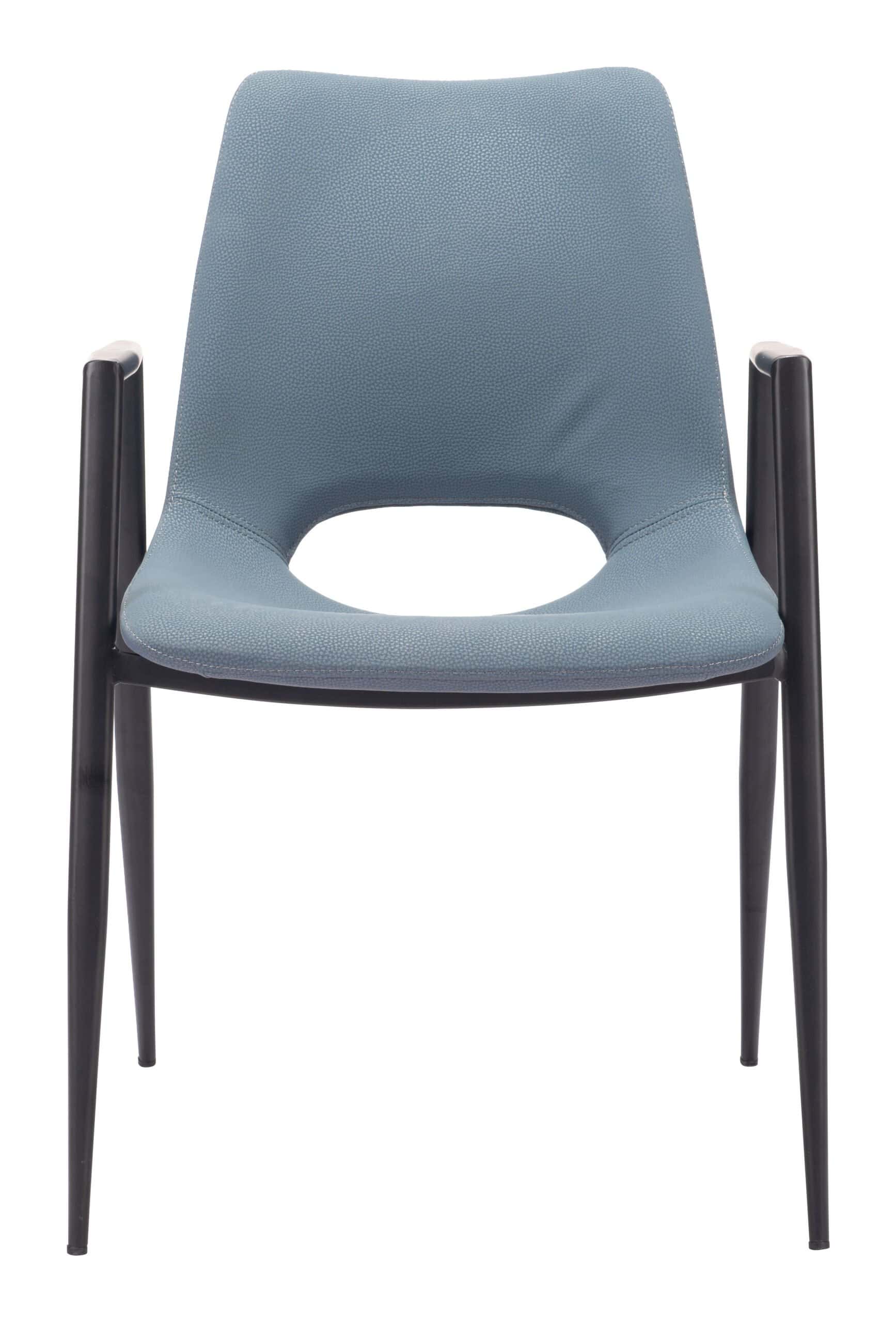 Mid-Century Modern Faux Leather Dining Chair with Armrests, Gray (Set of 2)