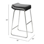 32 Inch Black and Silver Backless Bar Stools Set of 2