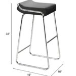 32 Inch Black and Silver Backless Bar Stools Set of 2
