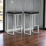 30 Inch Black and Silver Backless Bar Stools (Set of 2)