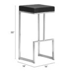 30 Inch Black and Silver Backless Bar Stools (Set of 2)
