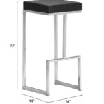 30 Inch Black and Silver Backless Bar Stools (Set of 2)