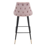 30 Inch Pink and Black Velvet Bar Stool With Footrest