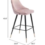 30 Inch Pink and Black Velvet Bar Stool With Footrest