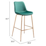 31 Inch Green and Copper Steel Low Back Bar Stool