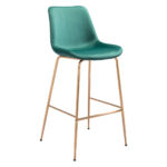 31 Inch Green and Copper Steel Low Back Bar Stool
