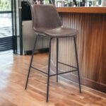 31 Inch Brown and Black Steel Bar Stool with Footrest
