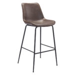 31 Inch Brown and Black Steel Bar Stool with Footrest