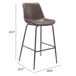 31 Inch Brown and Black Steel Bar Stool with Footrest