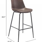 31 Inch Brown and Black Steel Bar Stool with Footrest