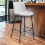 31-Inch White and Black Steel Low Back Bar Stool