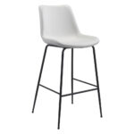 31-Inch White and Black Steel Low Back Bar Stool