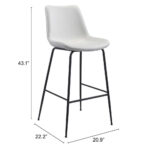 31-Inch White and Black Steel Low Back Bar Stool
