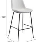 31-Inch White and Black Steel Low Back Bar Stool