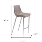 30 Inch Gray and Silver Steel Bar Stools (Set of 2)