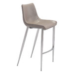 30 Inch Gray and Silver Steel Bar Stools (Set of 2)