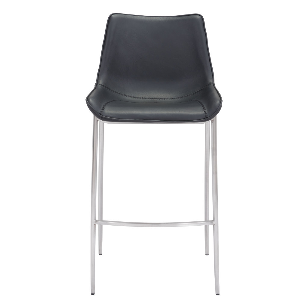 30 Inch Black and Silver Steel Bar Stools (Set of 2) 4 30 Inch Black and Silver Steel Bar Stools (Set of 2) - Image 4