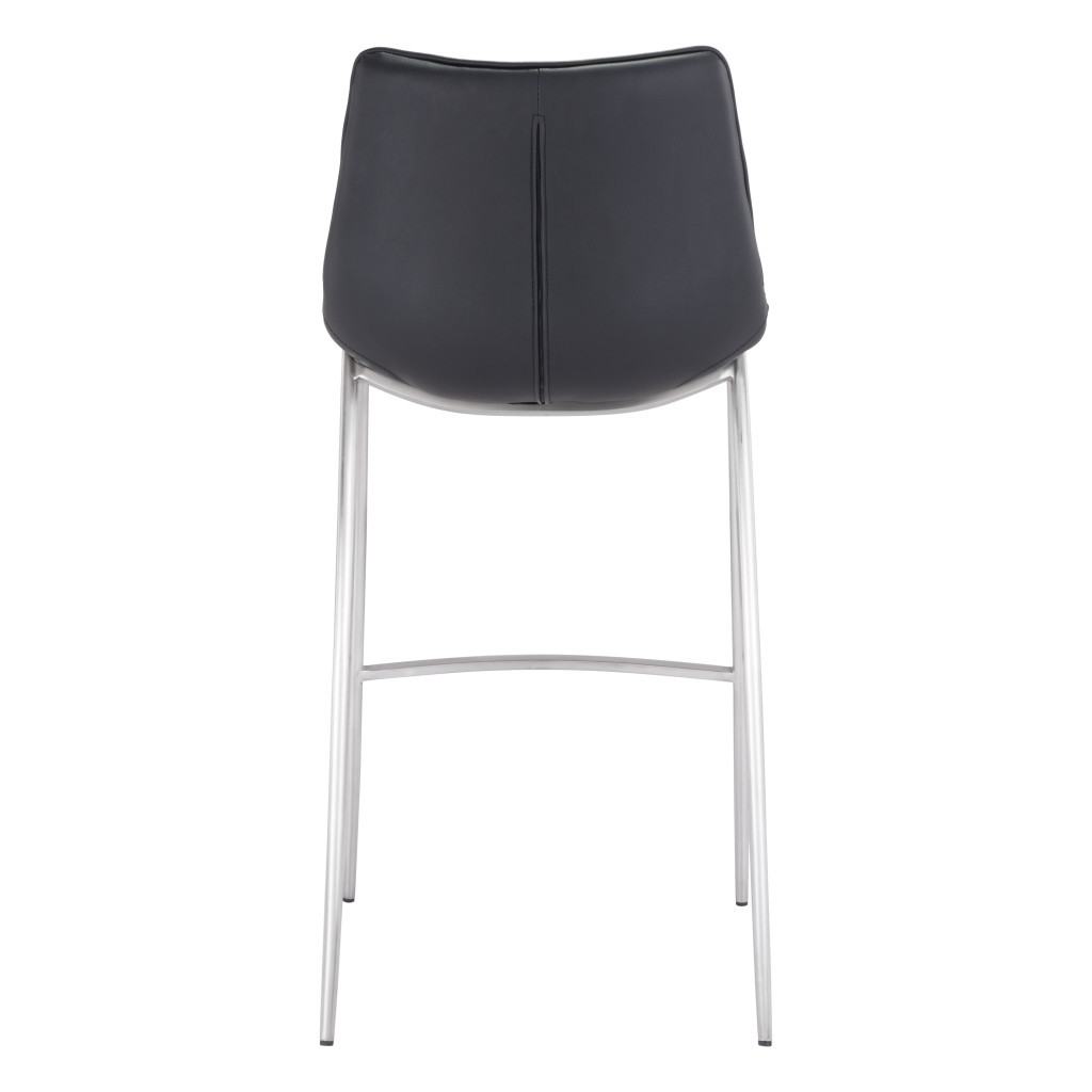 30 Inch Black and Silver Steel Bar Stools (Set of 2) 5 30 Inch Black and Silver Steel Bar Stools (Set of 2) - Image 5