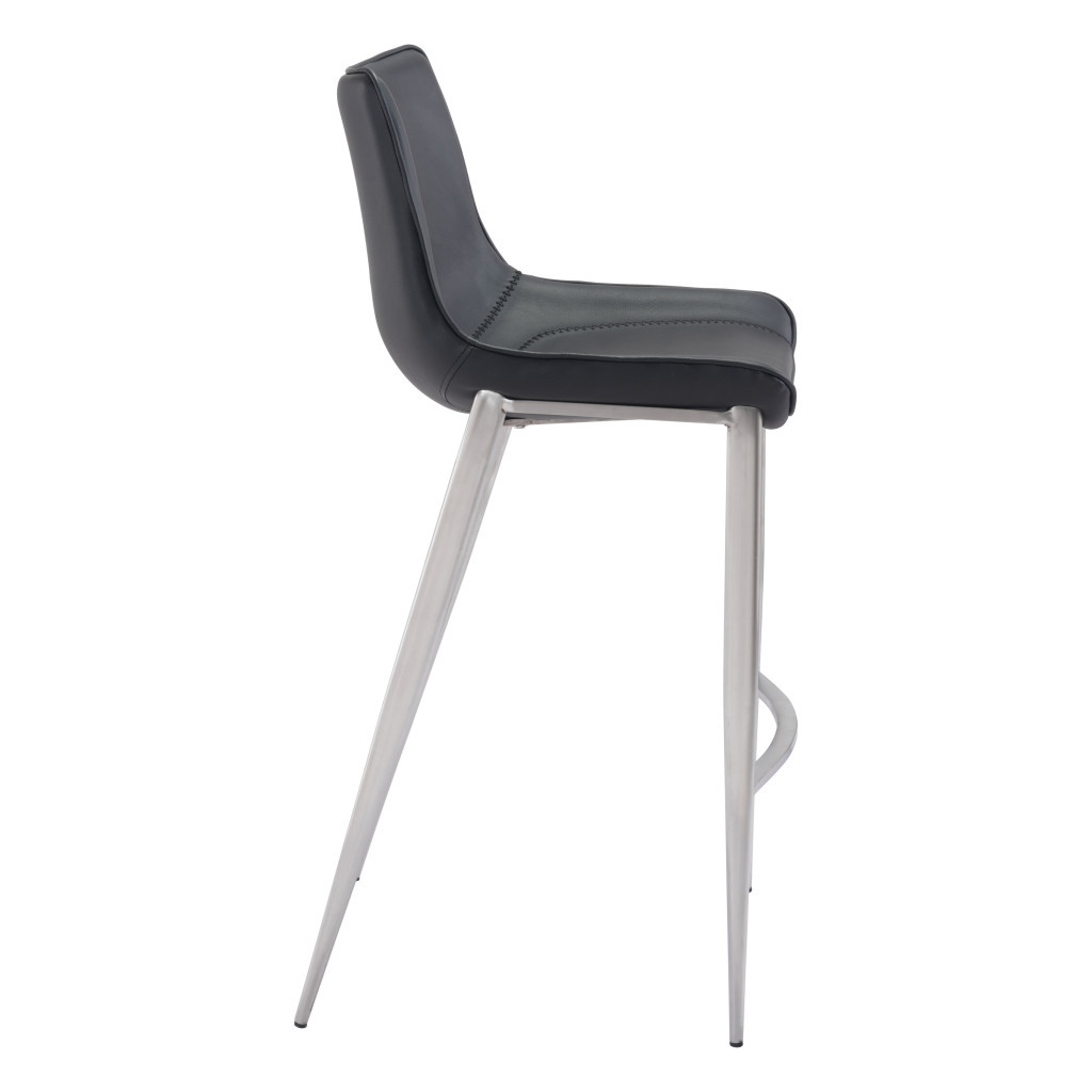 30 Inch Black and Silver Steel Bar Stools (Set of 2) 8 30 Inch Black and Silver Steel Bar Stools (Set of 2) - Image 8