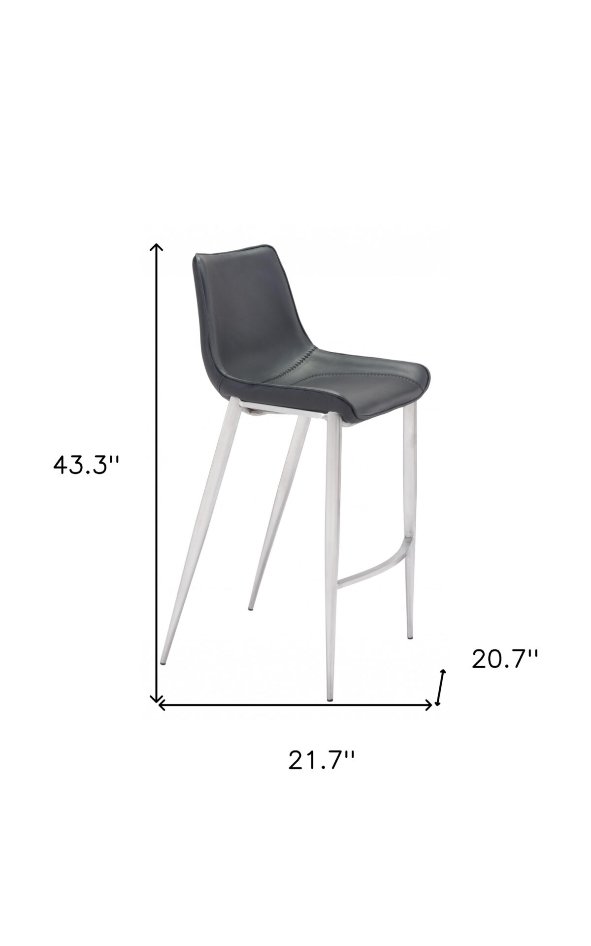30 Inch Black and Silver Steel Bar Stools (Set of 2) 2 30 Inch Black and Silver Steel Bar Stools (Set of 2) - Image 2