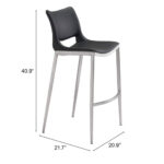 29 Inch Black and Silver Steel Bar Stools (Set of 2)
