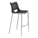 29 Inch Black and Silver Steel Bar Stools (Set of 2)