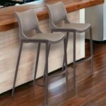 29-Inch Gray and Brown Steel Low Back Bar Stools (Set of 2)