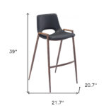 29 Inch Black and Brown Steel Bar Stools Set of 2