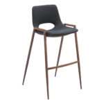 29 Inch Black and Brown Steel Bar Stools Set of 2
